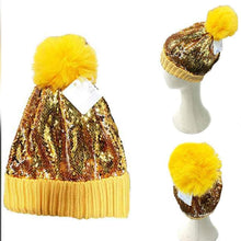 Load image into Gallery viewer, Sequin Pom Pom Beanie Hat
