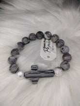 Load image into Gallery viewer, CROSS GRAY SEMI-PRECIOUS STONE BRACELET
