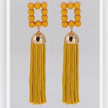 Load image into Gallery viewer, Mustard Tassel Earrings
