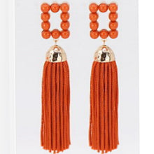 Load image into Gallery viewer, Orange Tassel Earrings

