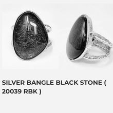 Load image into Gallery viewer, Silver Bangle Black Stone
