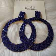 Load image into Gallery viewer, Blue Hoop Earrings
