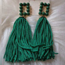 Load image into Gallery viewer, Green Tassel Earrings
