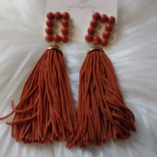 Load image into Gallery viewer, Orange Tassel Earrings
