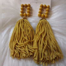 Load image into Gallery viewer, Mustard Tassel Earrings
