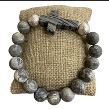 Load image into Gallery viewer, CROSS GRAY SEMI-PRECIOUS STONE BRACELET
